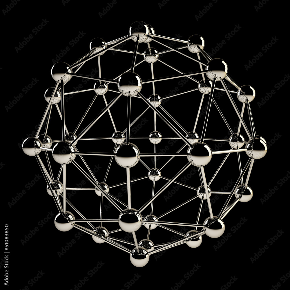 Sphere wireframe chrome structure Sphere wireframe chrome structure