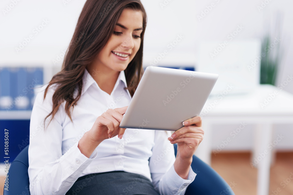 Businesswoman with digital tablet. Businesswoman with digital tablet.