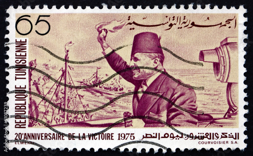 Postage stamp Tunisia 1975 Habib Bourguiba Arriving at La Goulet