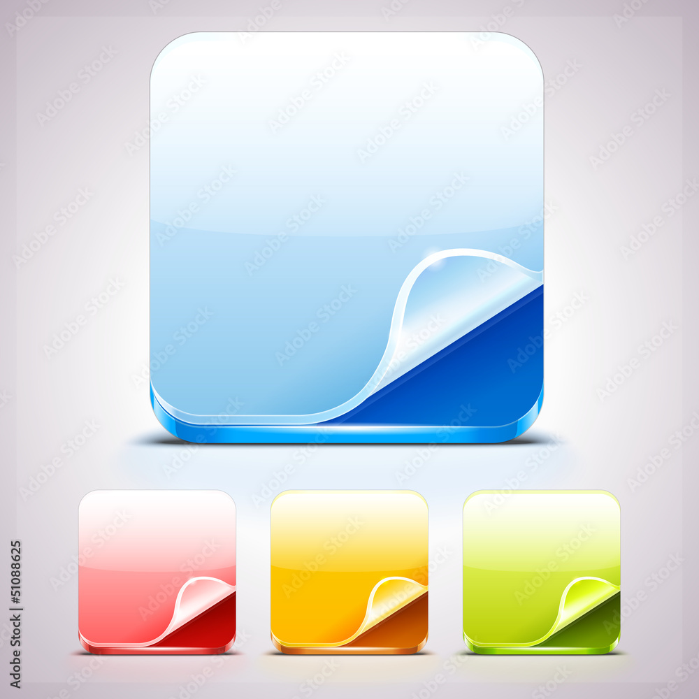 Set of Four App Icons Backgrounds with curl corner