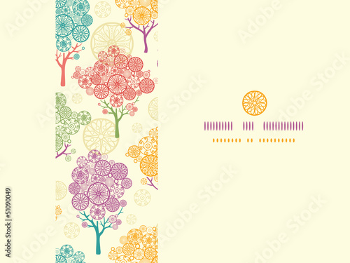 Vector colorful abstract trees horizontal seamless pattern