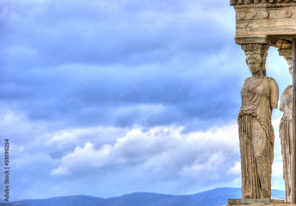 Caryatids in Erechtheum from Athenian Acropolis,Greece