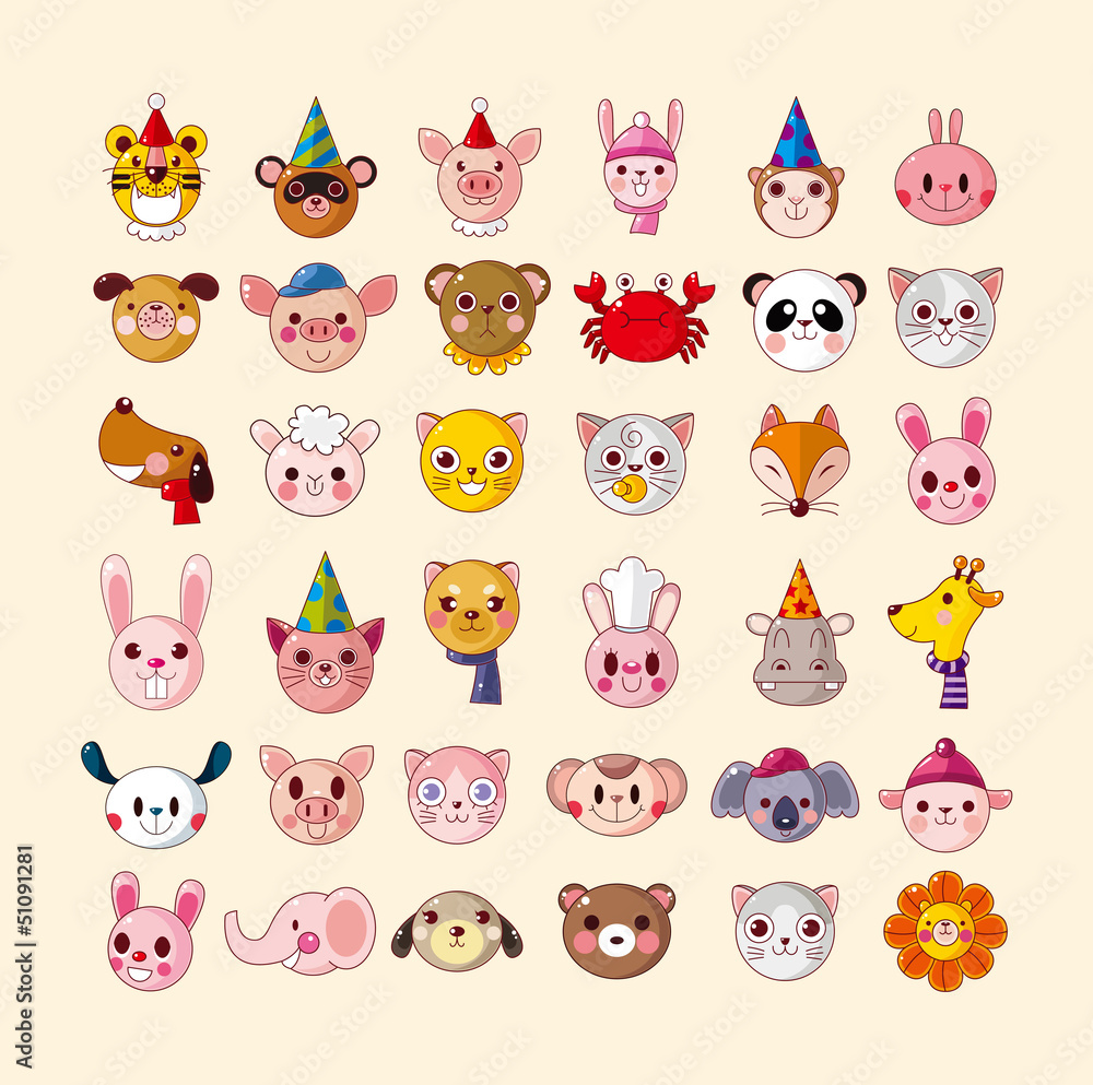 set of animal head icons set of animal head icons