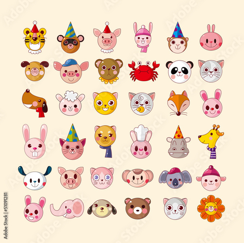 set of animal head icons