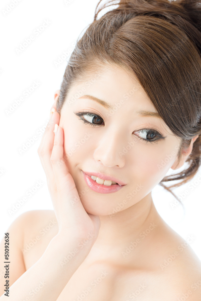 Beautiful young woman isolated on white background