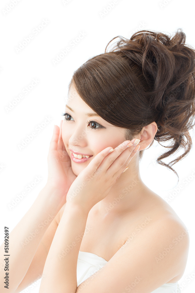 Fototapeta premium Beautiful young woman isolated on white background