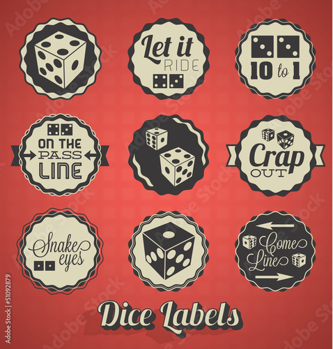 Obraz na plátně Vector Set: VIntage Dice and Craps Labels and Icons