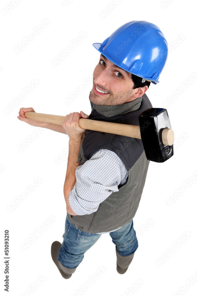 Man with a sledgehammer Man with a sledgehammer