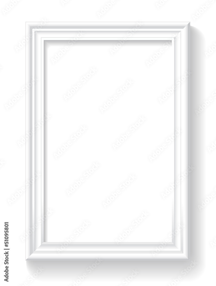 Frame is on the white wall. Frame is on the white wall.