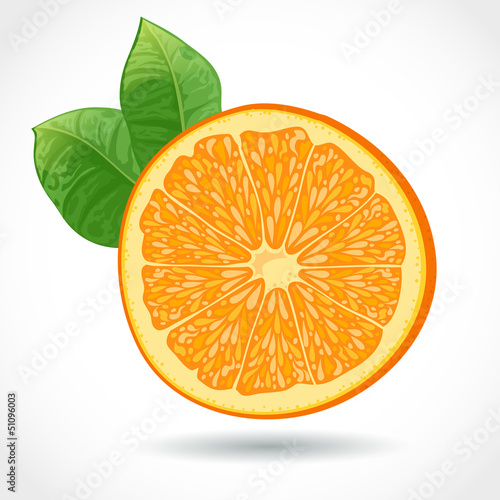 Fresh juicy piece of orange isolated