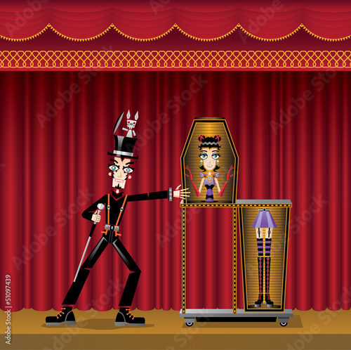 Magician and assistant. EPS10