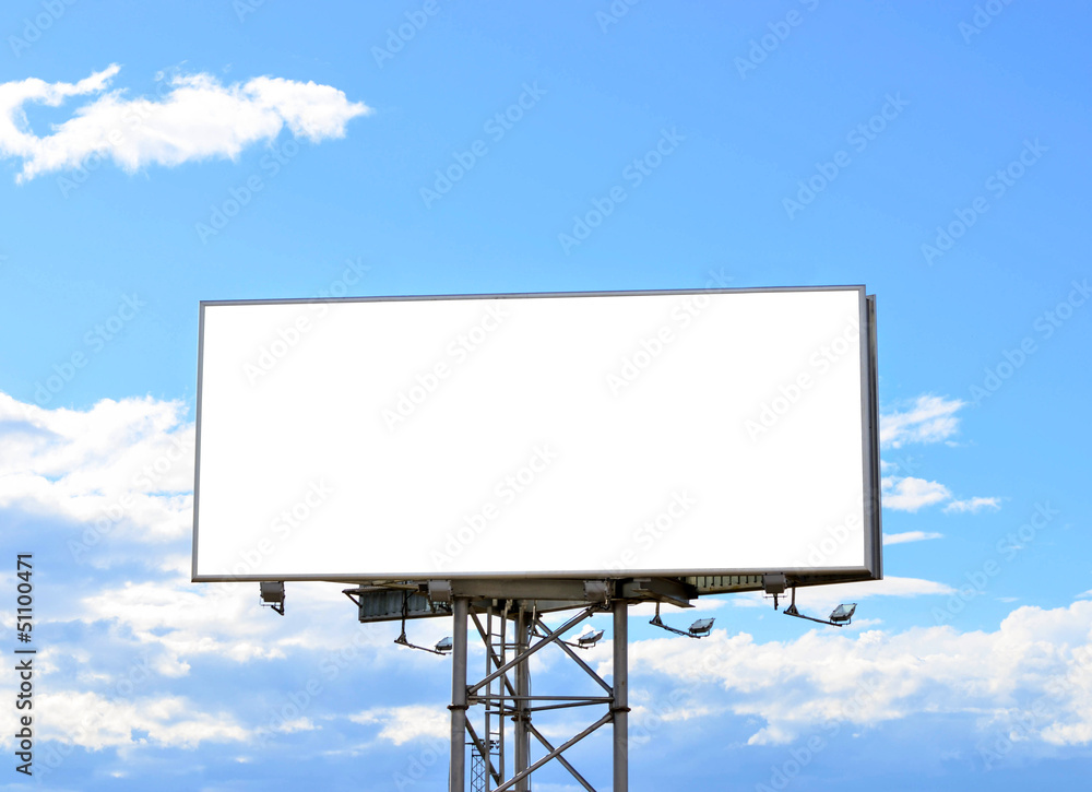 Blank street billboard against blue sky Blank street billboard against blue sky