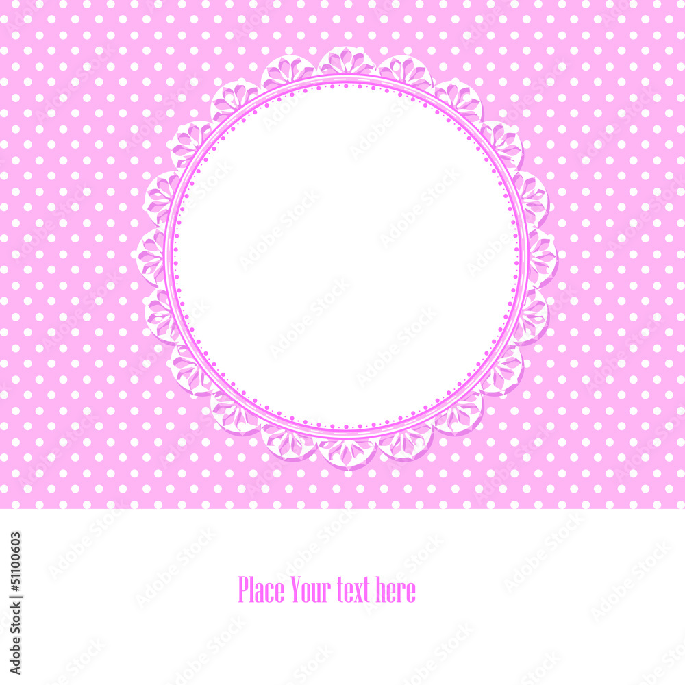 baby shower card for baby girl, with polka dots background