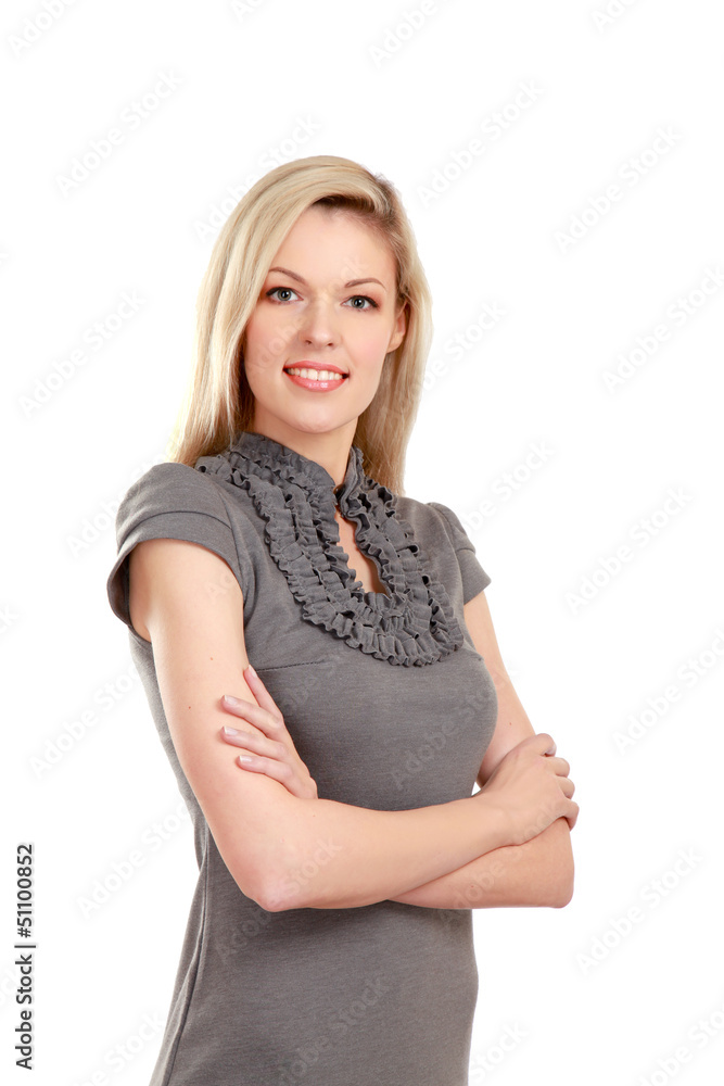 Portrait of beautiful woman standing with folded arms Portrait of beautiful woman standing with folded arms
