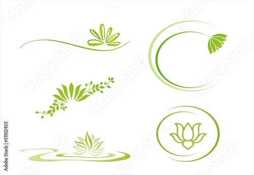Fototapeta Naklejka Na Ścianę i Meble -  water lily , Buddha , Eco friendly business logo design, India