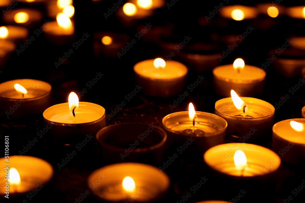 Burning candles in the church