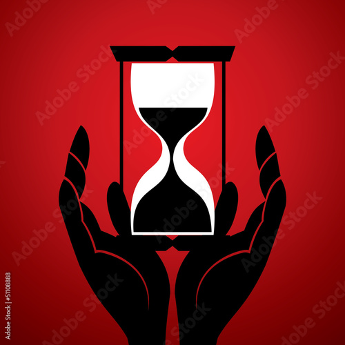 sand clock with in hand stock vector