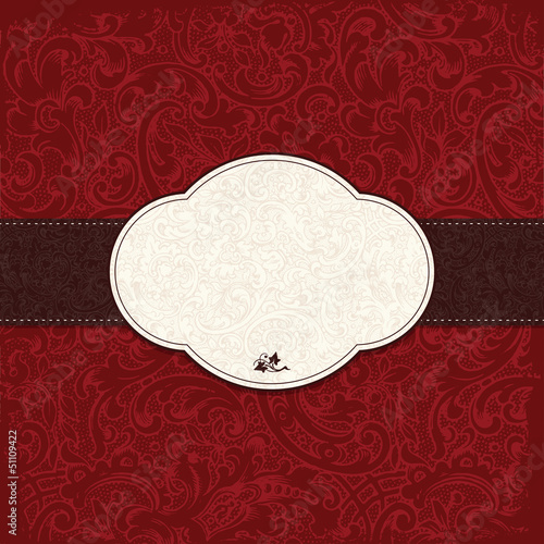 Vintage elegant restaurant menu card with floral background