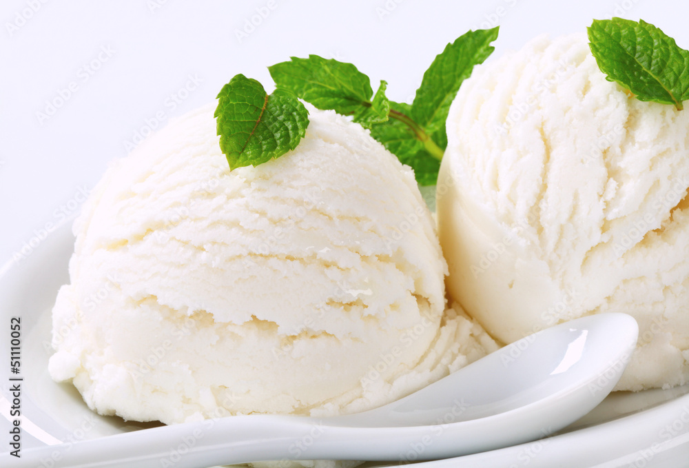 Scoops of white ice cream Scoops of white ice cream