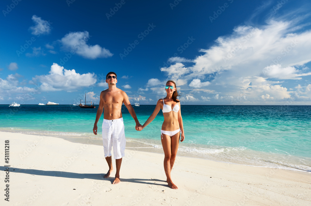 Couple on a beach at Maldives