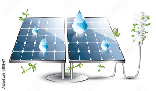 Solar panel with fluorescent lightbulb