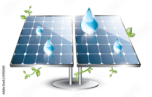 Solar panel with swirling plants
