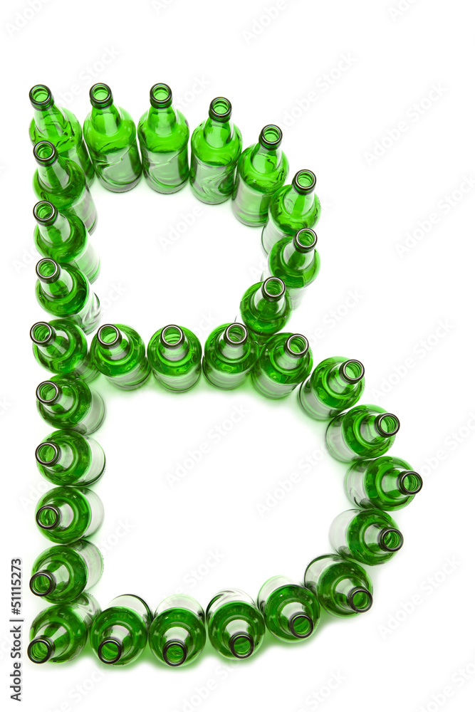 The alphabet from glass beer bottles. Letter B The alphabet from glass beer bottles. Letter B