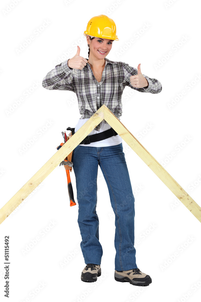 Carpenter giving two thumb's up Carpenter giving two thumb's up