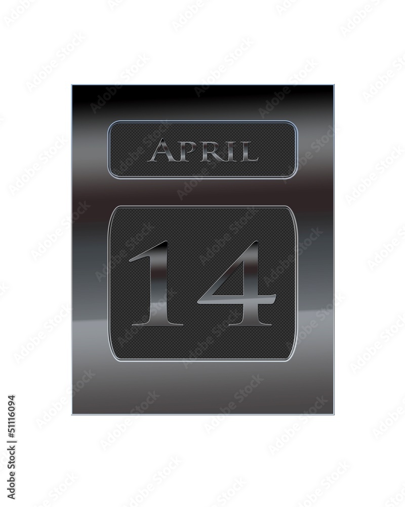 Metal calendar April 14. Metal calendar April 14.