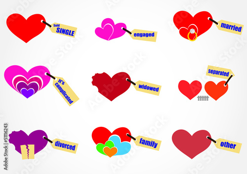 heart relationship on white background