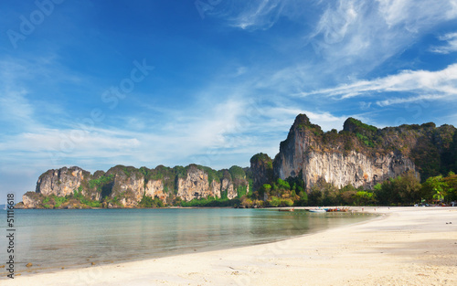Sand beach on Rayleigh's peninsula, Krabi, Thailand