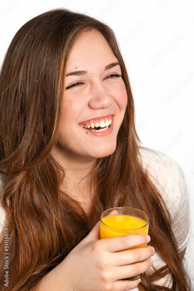 beautiful girl holding a glass of juice and smiling with isolate beautiful girl holding a glass of juice and smiling with isolate