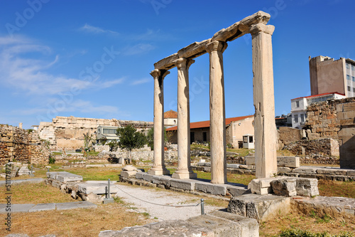 Remains of the ancient Roman Agora in Athens photo