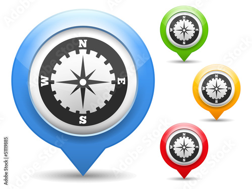 Map marker with icon of a compass