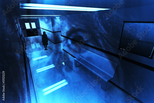 Quadro em tela Scary Horror Hospital Corridor Yurei Japanese Ghost