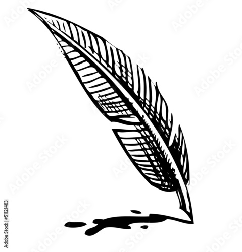 Writing quill with ink blot