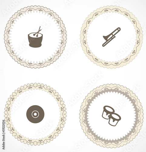 Vintage labels with icons