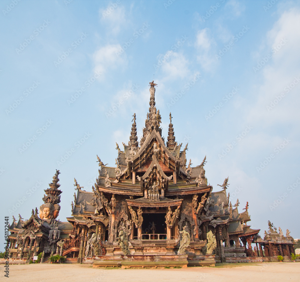 Sanctuary of truth in Chonburi province of Thailand