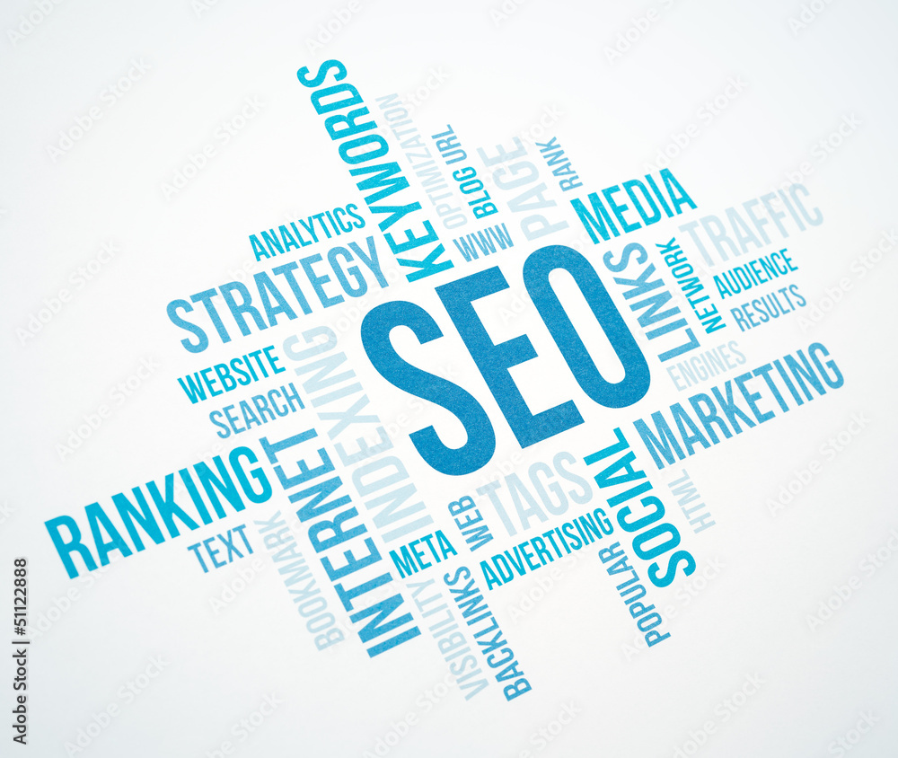 Obraz premium Seo business concept cloud chart print document.