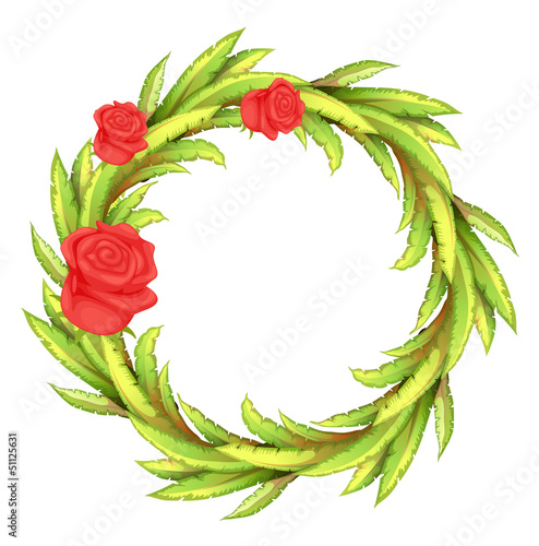 A round border with three roses