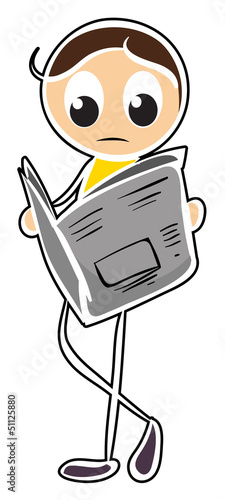 A boy reading newspaper