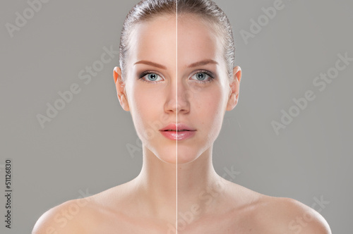 Retouched woman face photo