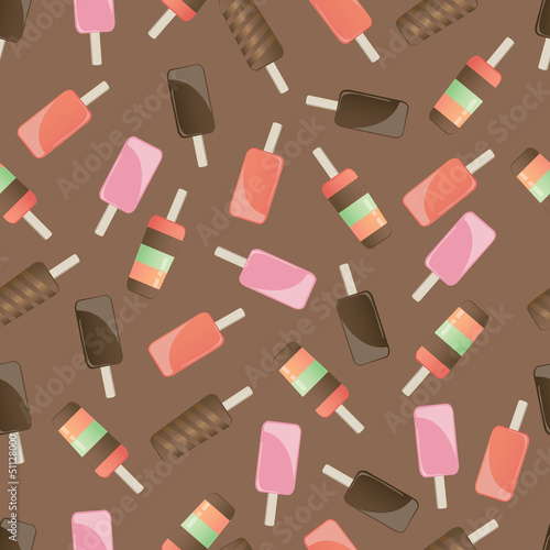 Different popsicles on brown background