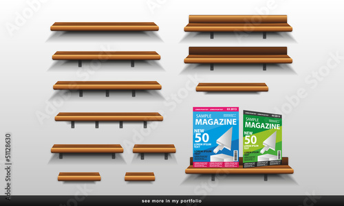 Wooden shelf (rack) for magazines and articles