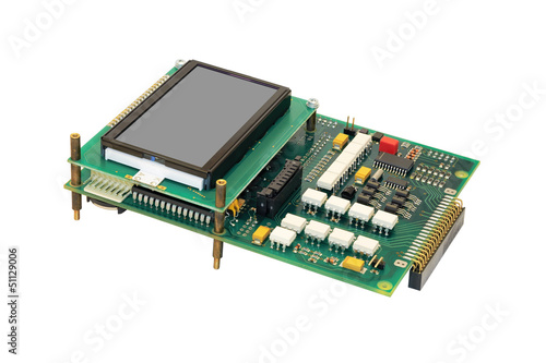 Electronic circuit board with display.