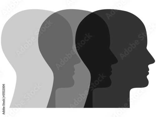Icon aus 3 sich überschneidenden Gesichtern in Grautönen