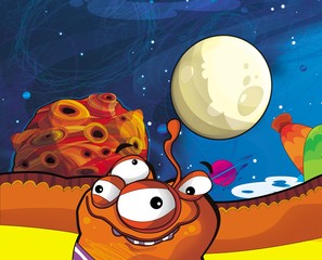 Fototapete Kosmos Bunte Ufos mit Aliens Kinderzimmer  © honeyflavour