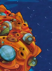 Fototapete Kosmos Ufo mit fröhlichen Aliens Kindermotiv  © honeyflavour