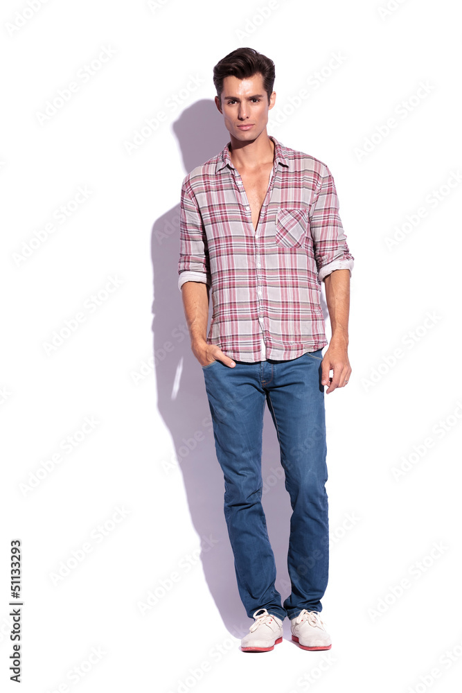 man stands and looks at you man stands and looks at you