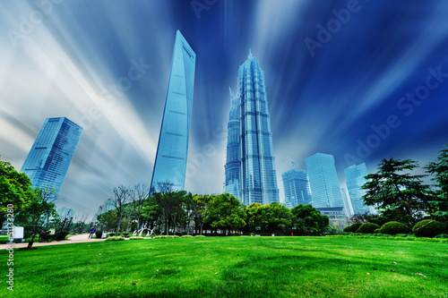 view of the lujiazui financial centre in shanghai